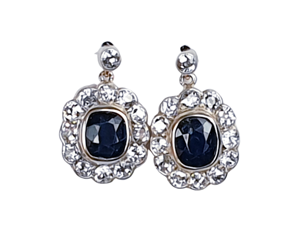 Antique sapphire and diamond drop earrings  DBGEMS - image 1