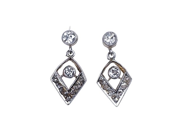 Antique diamond drop earrings  DBGEMS - image 1