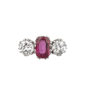 Ruby and diamond trilogy ring. Spectrum