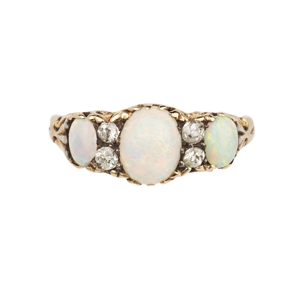 Opal and diamond 18ct Victorian ring Spectrum Antiques - image 1