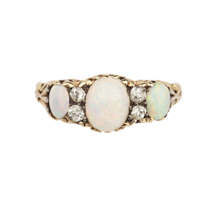Opal and diamond 18ct Victorian ring Spectrum Antiques