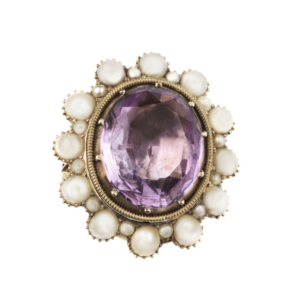 Extra large amethyst and pearl cocktail ring. Spectrum - image 1