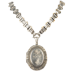 Victorian silver collar necklace and locket