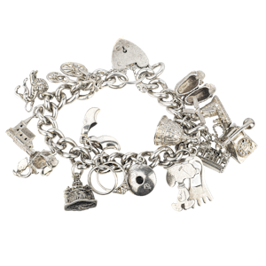 Charm bracelet in solid silver. Spectrum