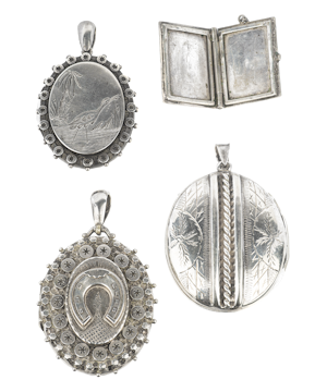 Victorian silver locket selection from Spectrum Antiques