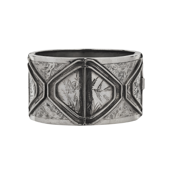 Victorian silver wide bangle - image 1