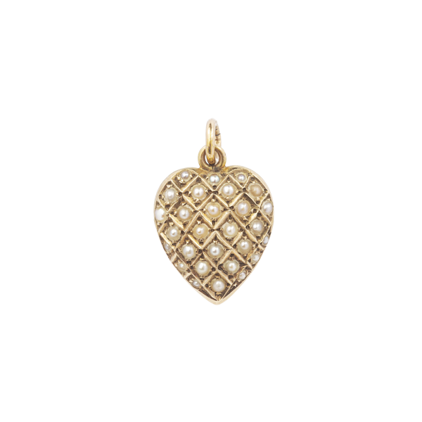 Natural pearl 15ct Victorian heart locket pendant Spectrum antiques - image 1