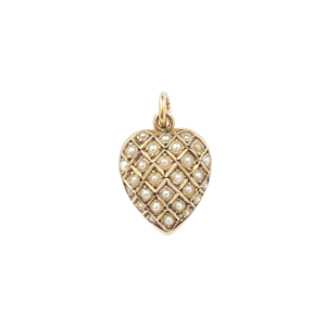 Natural pearl 15ct Victorian heart locket pendant Spectrum antiques