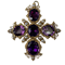 1800 gold cross shaped amethyst brooch - image 1