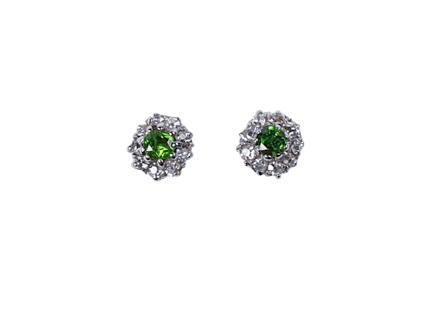 Rare Demantoid Garnet and Diamond Cluster Earrings  DBGEMS - image 1