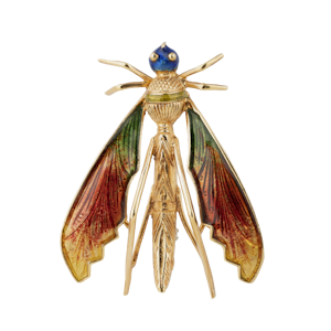 Edwardian gold and enamel large brooch of a "moth"
