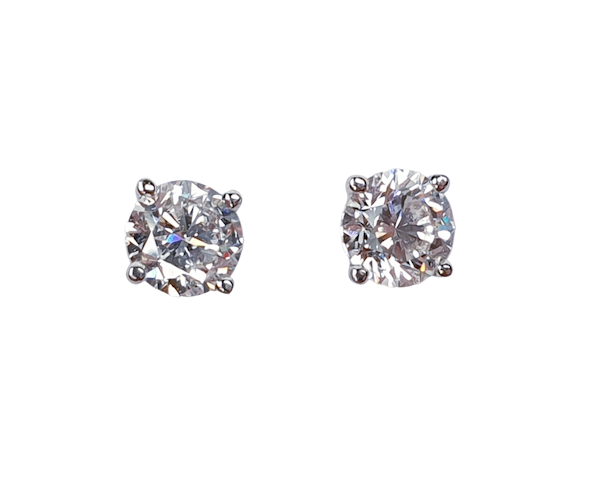 Pair of 1.01ct F colour SI1 stud earrings  DBGEMS - image 1