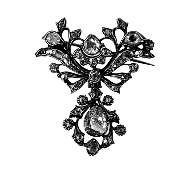 Ca 1760 silver mounted diamond brooch - image 1