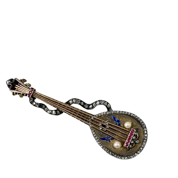 French gold brooch with diamonds and rubies - image 1
