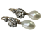 Pair of diamond set earrings with pearls - image 1