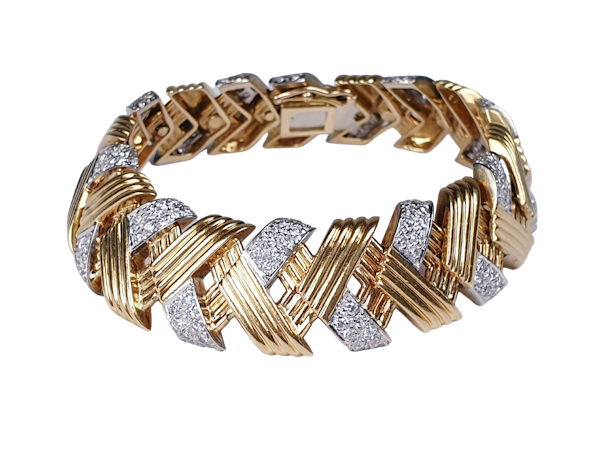 French 1960's gold and diamond bracelet  DBGEMS - image 1