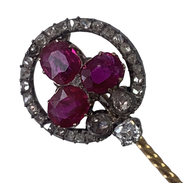Antique stick pin with rubies - image 1