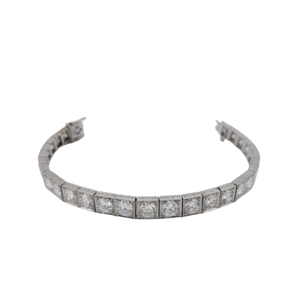 Art Deco Square collet-set Diamond Bracelet Est 12cts - image 1