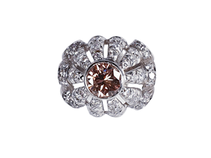 Cognac diamond and diamond bombe ring  DBGEMS