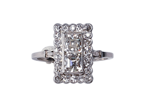 Art deco square cushion cut diamond ring DBGEMS