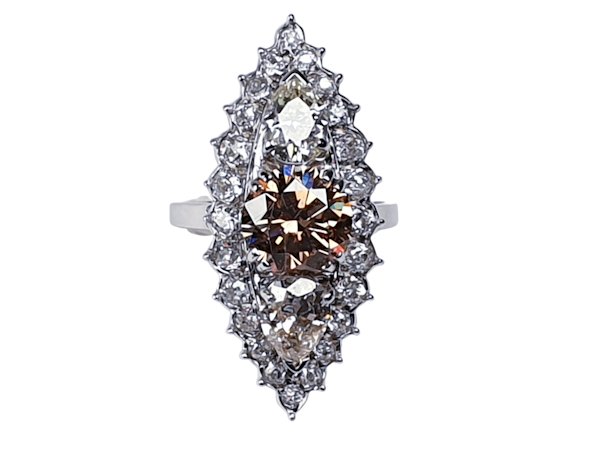 2.60ct cognac diamond and pair shaped diamond navette ring  DBGEMS - image 1