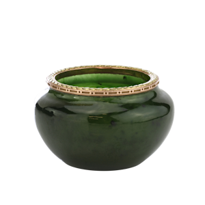 Russian Faberge gold mounted nephrite bowl, Michael Perchin, St. Petersburg 1899-1903