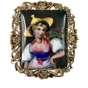 1830 gold brooch with Swiss enamel