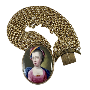 Pinchbeck bracelet with enamelled portrait