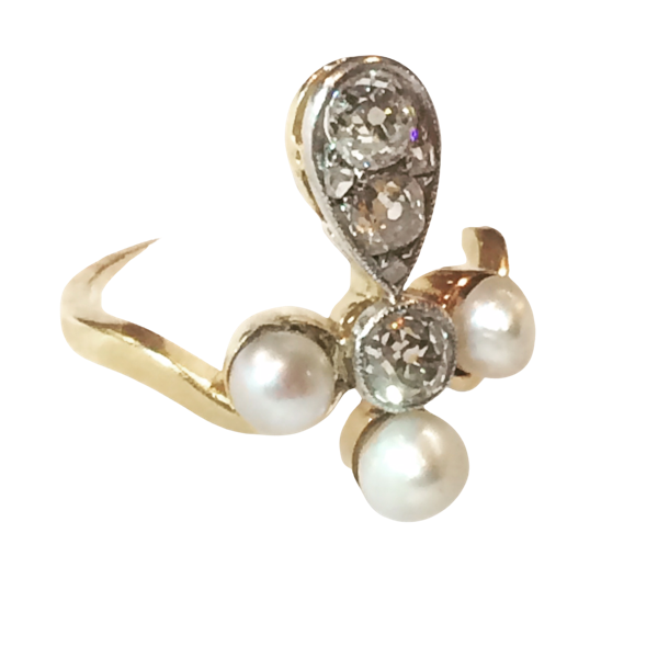 Pearl and diamond Fleur-de-lis Ring - image 1