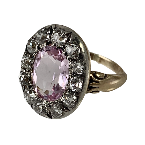 1820 ring with pink topaz and diamonds - image 1