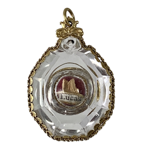 Rock crystal reliquary in gold frame