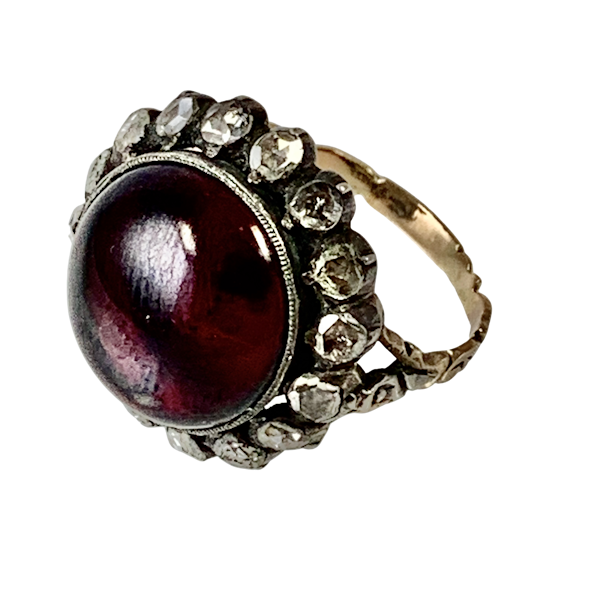 1850 ring with garnet and diamonds - image 1