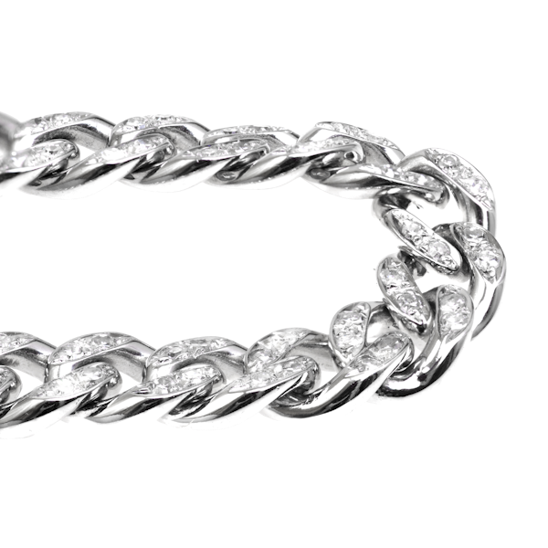 Diamond set Curved-link white gold bracelet - image 1