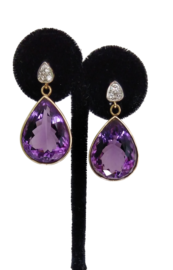 Beautiful Amethyst Pear Drop Earrings - image 1