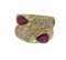 Ruby and Diamond Double Row Gold Ring - image 1