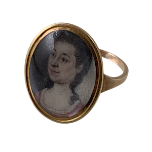 Ca 1800 hand painted portrait ring