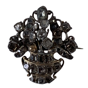 Eighteenth century silver basket with diamonds