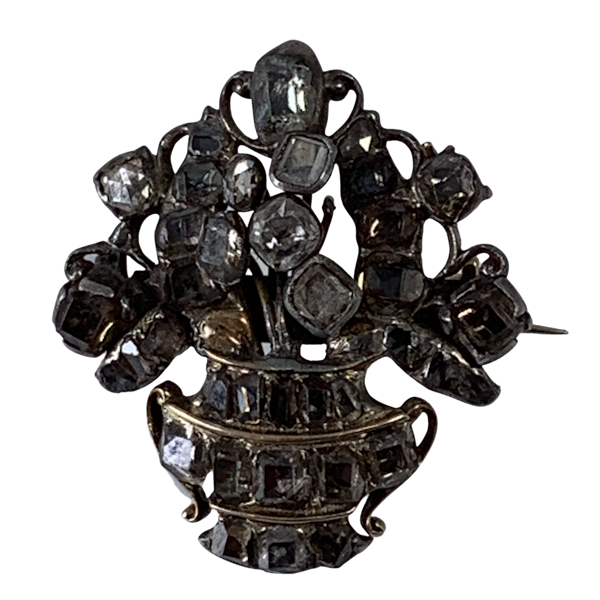 Eighteenth century silver basket with diamonds - image 1