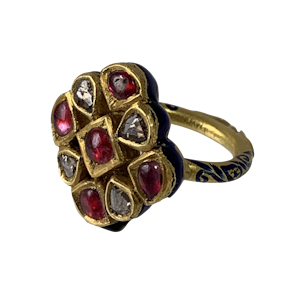 Ca 1880 North Indian ring with diamonds and rubies