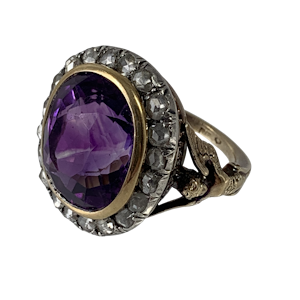 Amethyst ring with diamonds
