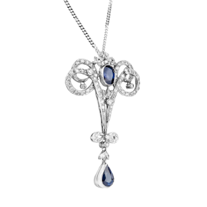 Art Deco Sapphire Diamond Pendant