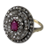 Ca 1880 diamond and ruby cluster ring - image 1