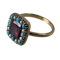 Ca 1820 gold ring with garnet and turquoise and pearls - image 1