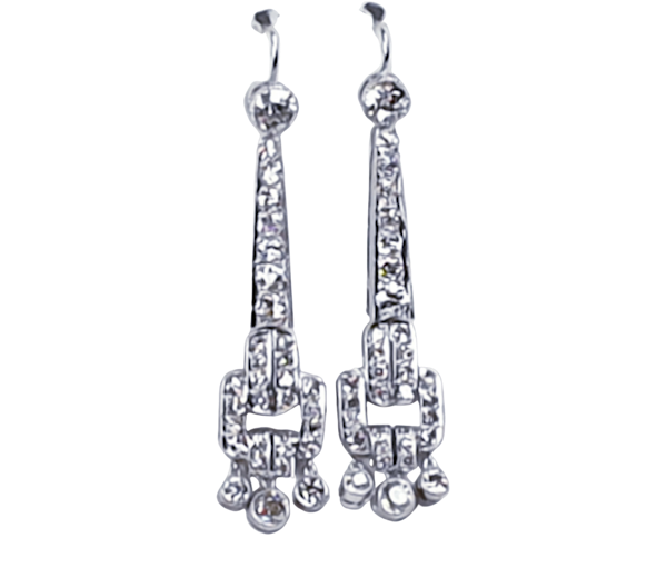 Art deco diamond drop earrings sku 4810 DBGEMS - image 1