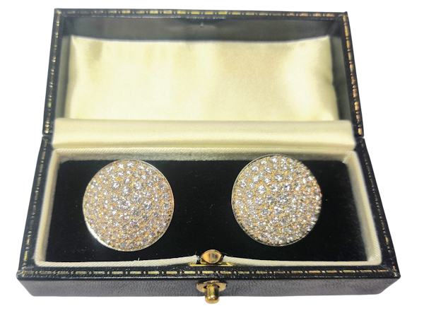 18ct Yellow Gold Round Diamond Cluster Earrings - image 1