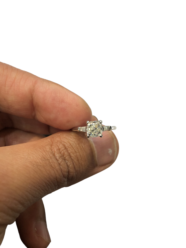 1.44ct nice cushion-cut diamond platinum ring - image 1
