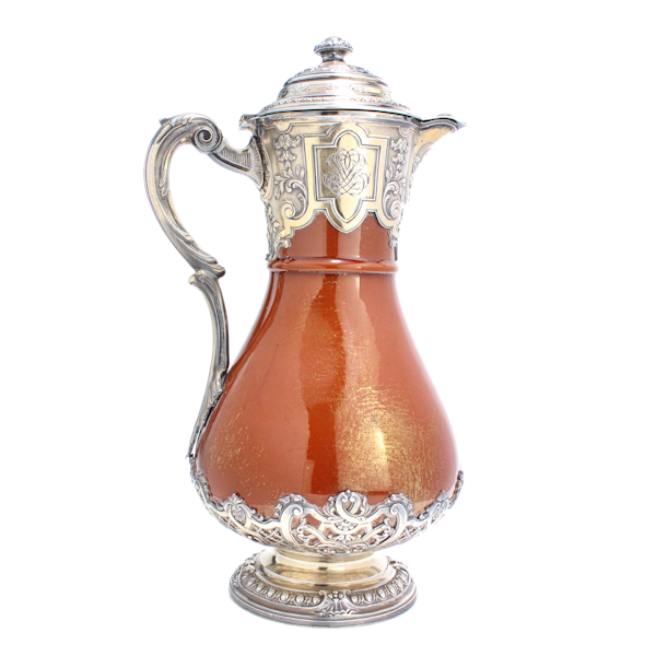 French silver and ceramic Claret Jug by Bointaburet with special design of ceramic by Clement Massier( 1844-1917) - image 1