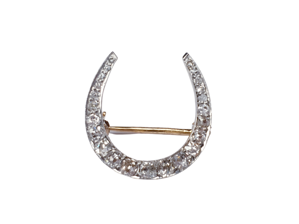 Edwardian diamond horseshoe brooch sku 4838  DBGEMS - image 1
