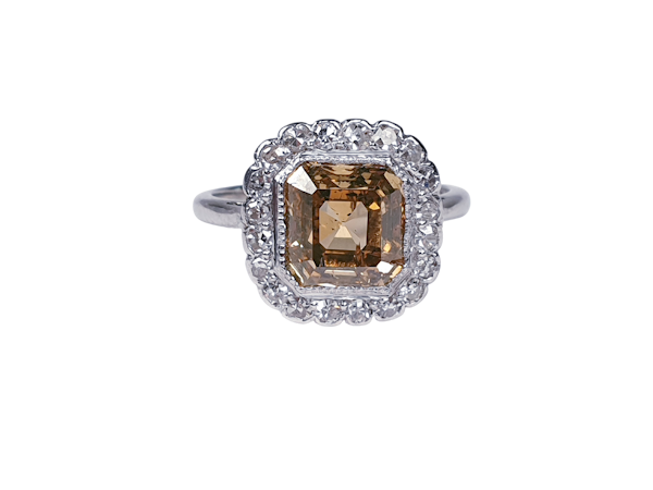 Coloured diamond Asscher cut halo ring sku 4843  DBGEMS - image 1