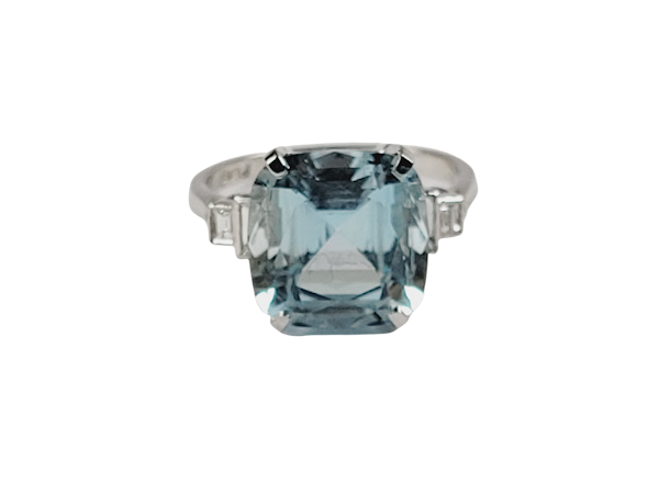 Aquamarine and diamond dress ring sku 4850   DBGEMS - image 1